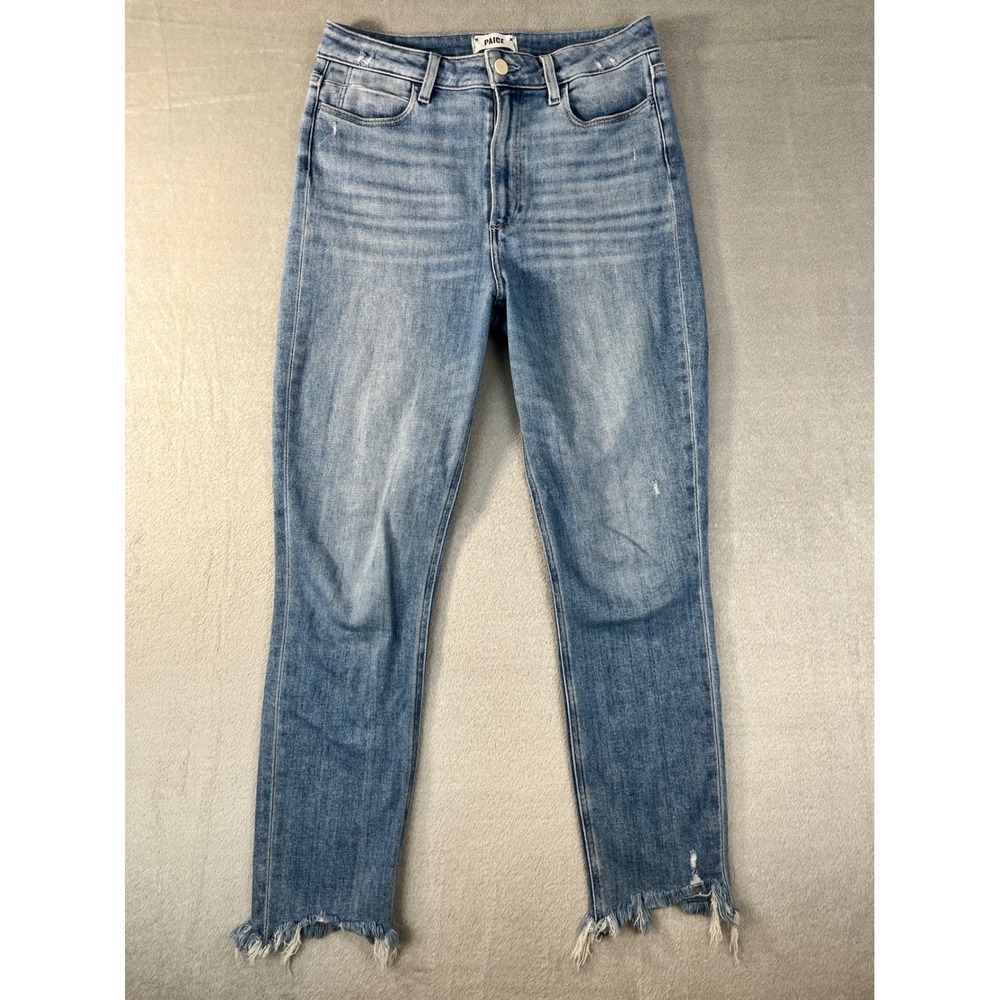 Paige Jeans Women 30 Blue Excellent High Rise Straight Raw Frayed Step Hem